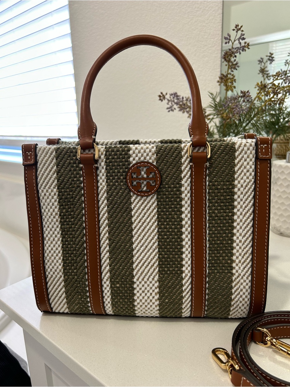 Tory Burch Blake Striped Small Tote Crossbody NWT
